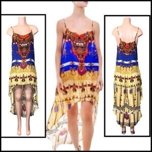 SHAHIDA PARIDES NAVAJO YELLOW HIGH LOW SUMMER DRESSES SZ  S/M $349